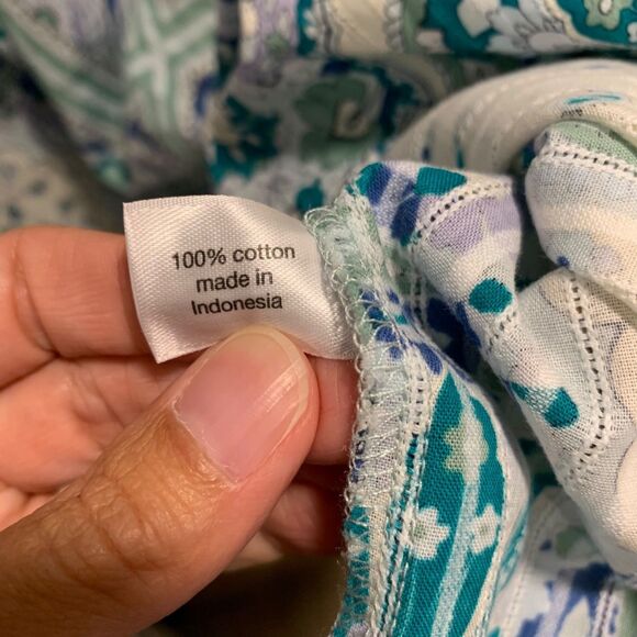 Lane Bryant Womens Swing Square Neck Peasant Blouse Blue Paisley Top 26/28 NWT - Picture 4 of 7